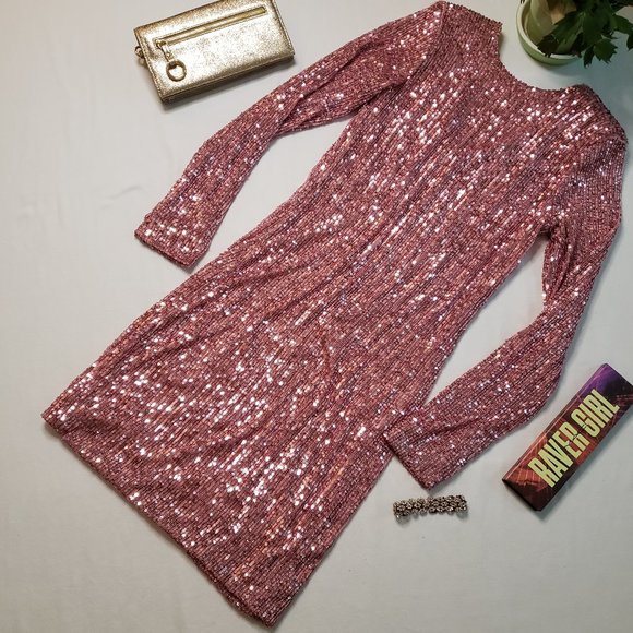 KAOS Mini Party Dress in Pink Sequins Size US 8 EU 38 - Picture 6 of 12